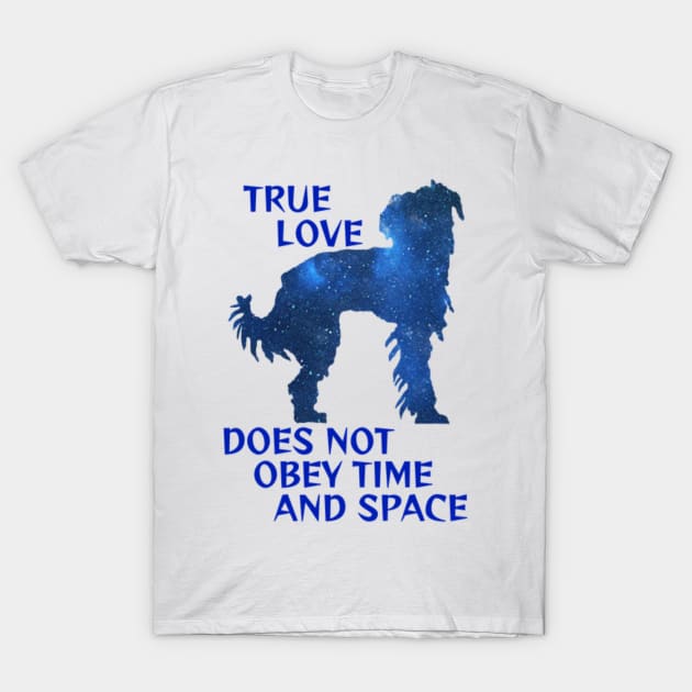 Midnight Blue Sapphire Milky Way Galaxy Chinese Crested Dog - True Love Does Not Obey Time And Space T-Shirt by Courage Today Designs